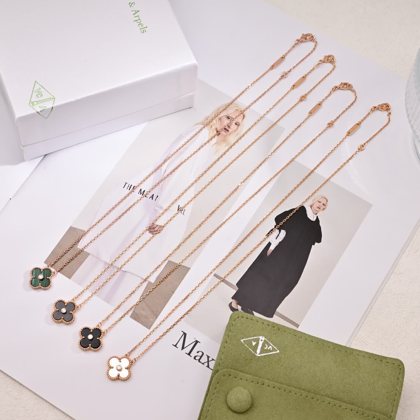 Van Cleef & Arpels Alhambra Gold Chain Necklaces Van Cleef & Arpels Alhambra Gold Chain Necklaces